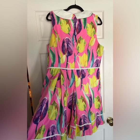 Lindy Bop: Molly Sue, Pink Tulips with Peter Pan collar  sz 16 - Picture 6 of 8